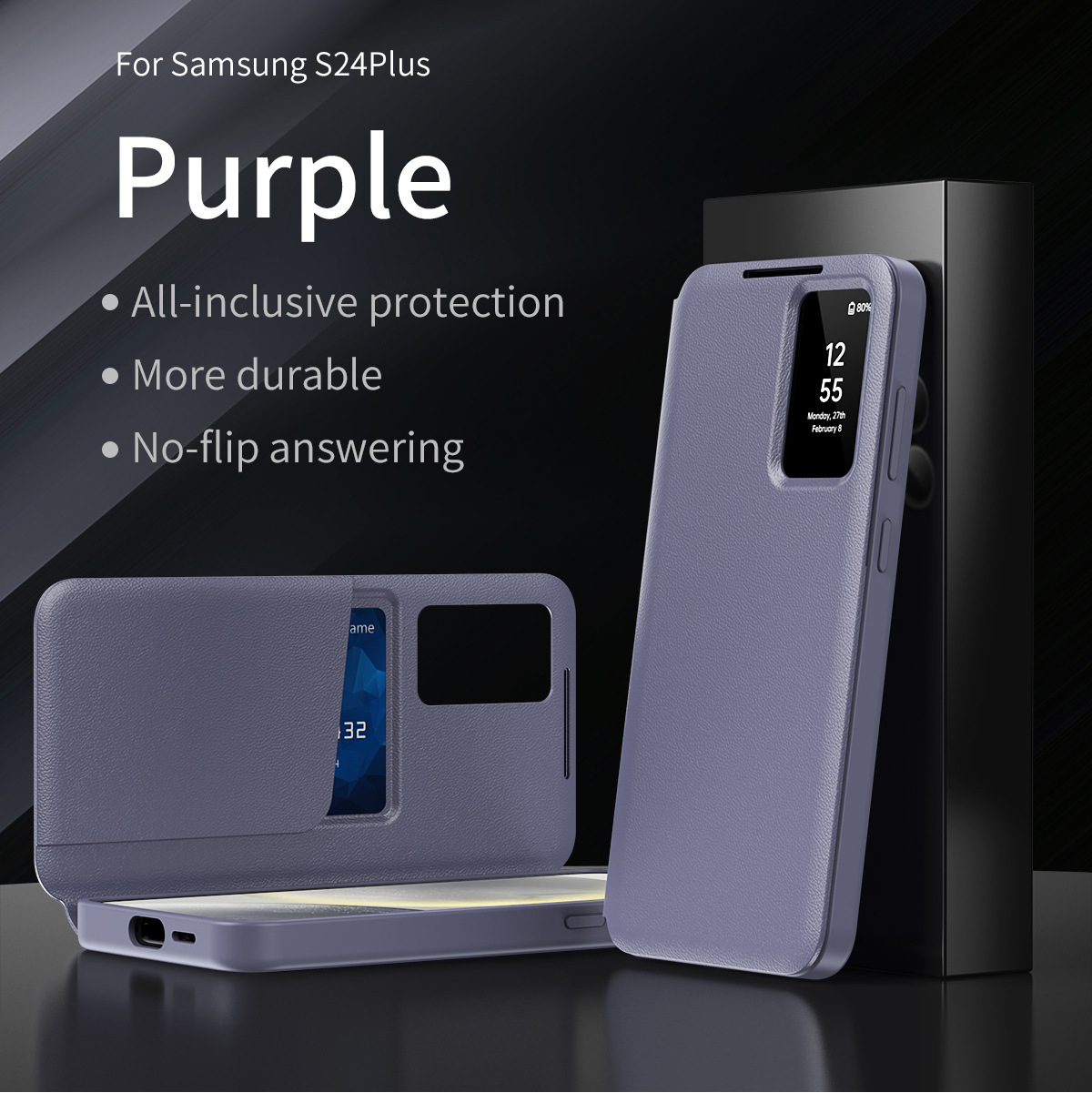 Compatible with Samsung S26 Ultra phone case, A57, no flip-open required for answering calls, S25FE smart window, 24P SIM card slot leather case