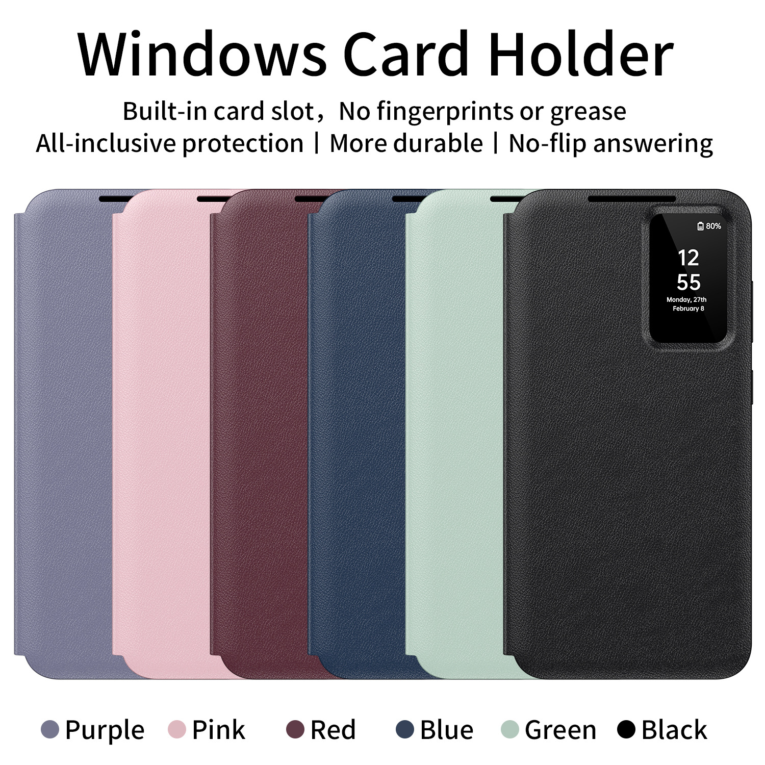 Compatible with Samsung S26 Ultra phone case, A57, no flip-open required for answering calls, S25FE smart window, 24P SIM card slot leather case