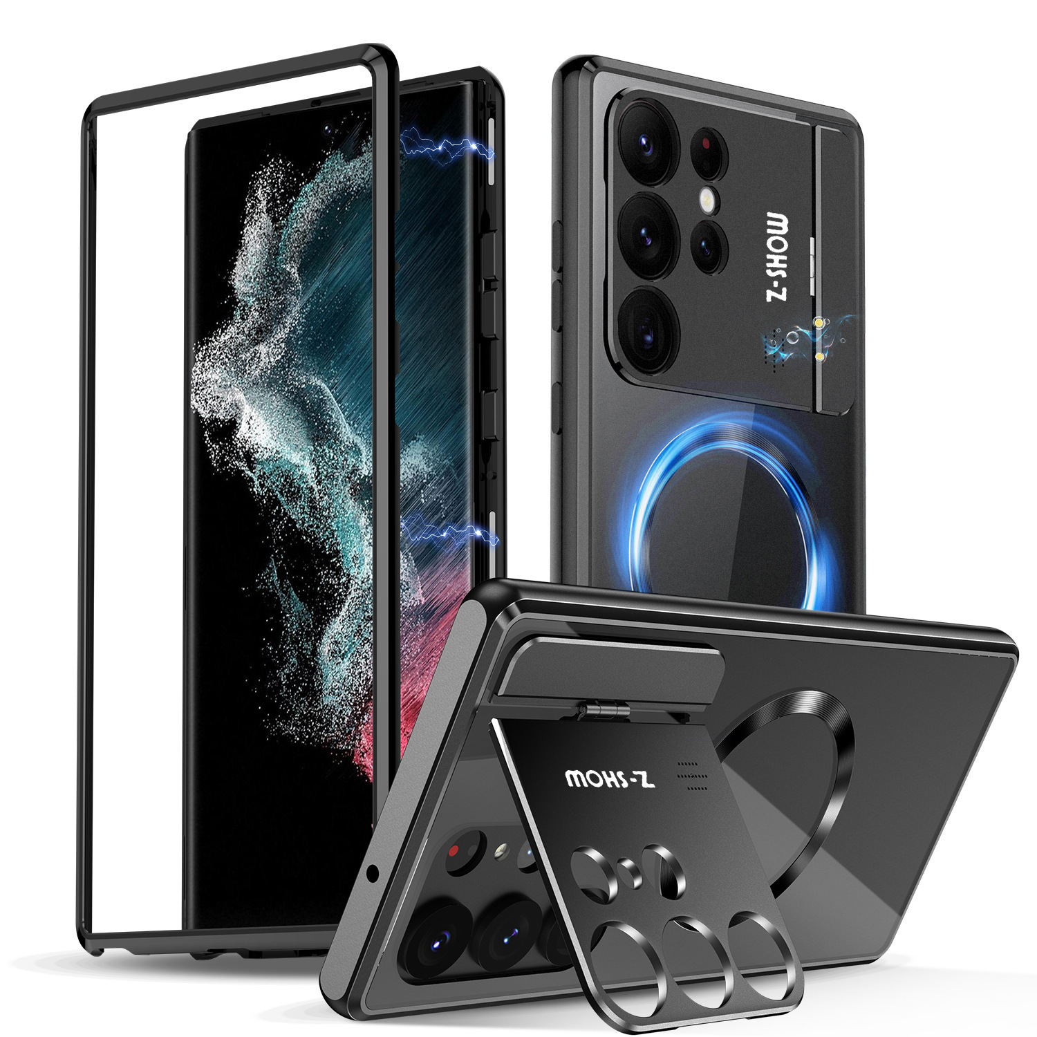 Compatible with Samsung S26/25 Ultra phone case, flip lens holder, 23/24 Ultra magnetic charging protective case