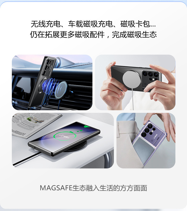 Compatible with Samsung S26/25 Ultra phone case, flip lens holder, 23/24 Ultra magnetic charging protective case