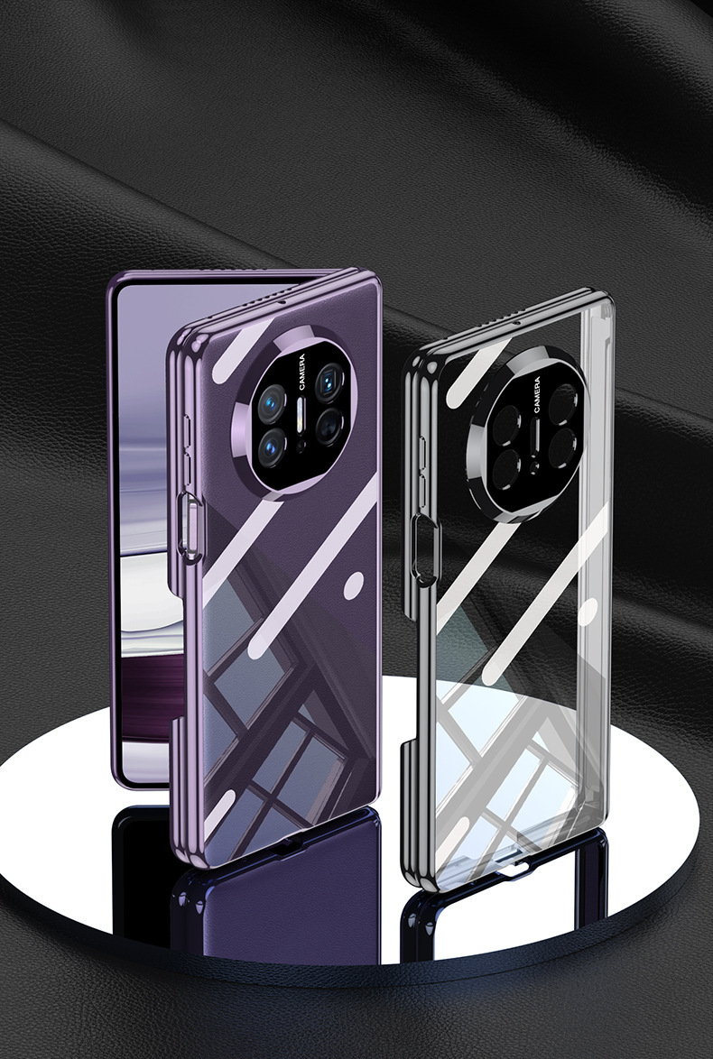 Compatible with Huawei Mate X6 phone case, X5 electroplated transparent TPU soft shell, magnetic hinge, X3 foldable screen protective case