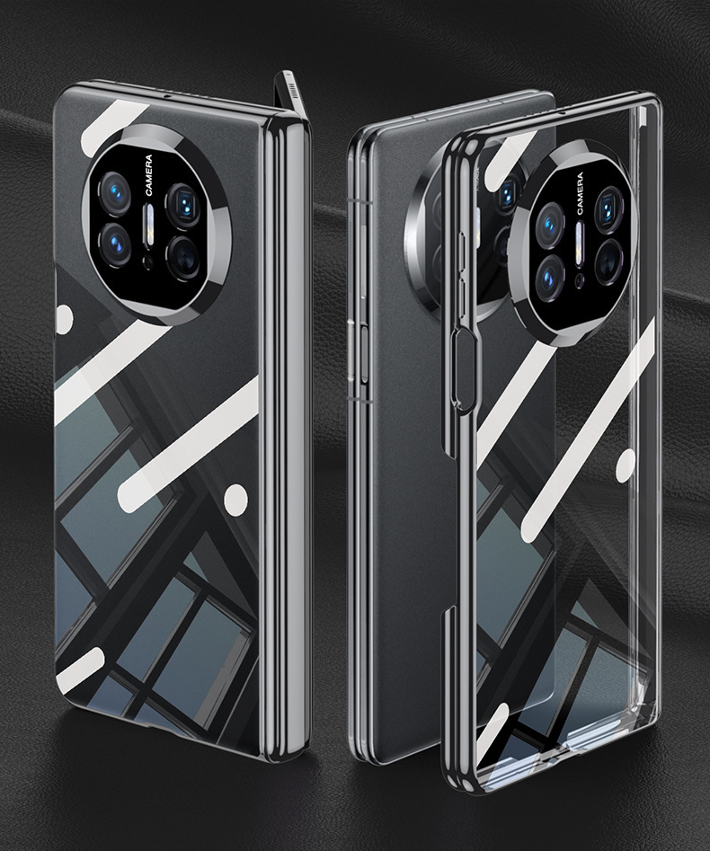 Compatible with Huawei Mate X6 phone case, X5 electroplated transparent TPU soft shell, magnetic hinge, X3 foldable screen protective case