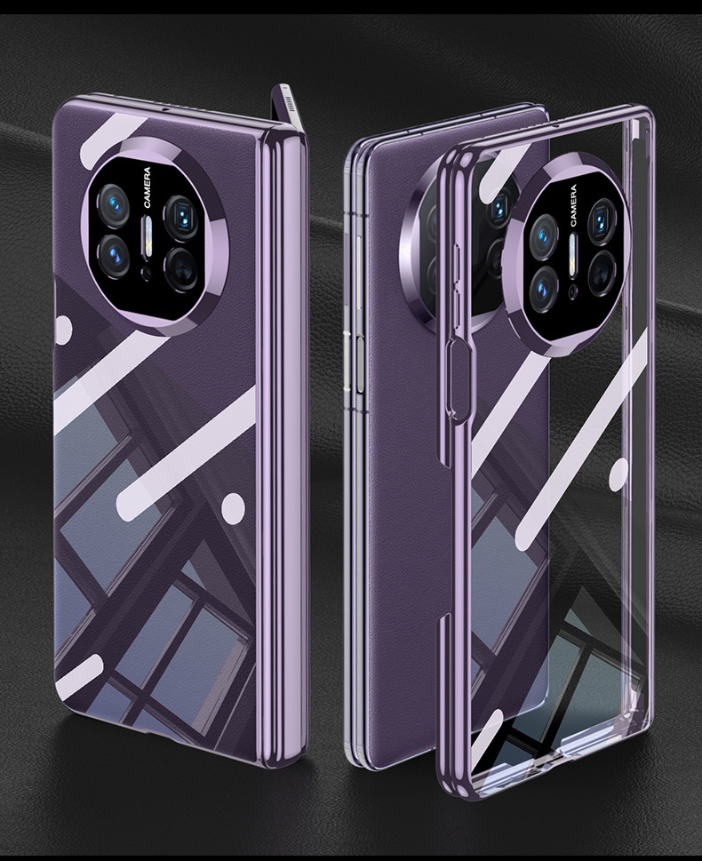 Compatible with Huawei Mate X6 phone case, X5 electroplated transparent TPU soft shell, magnetic hinge, X3 foldable screen protective case