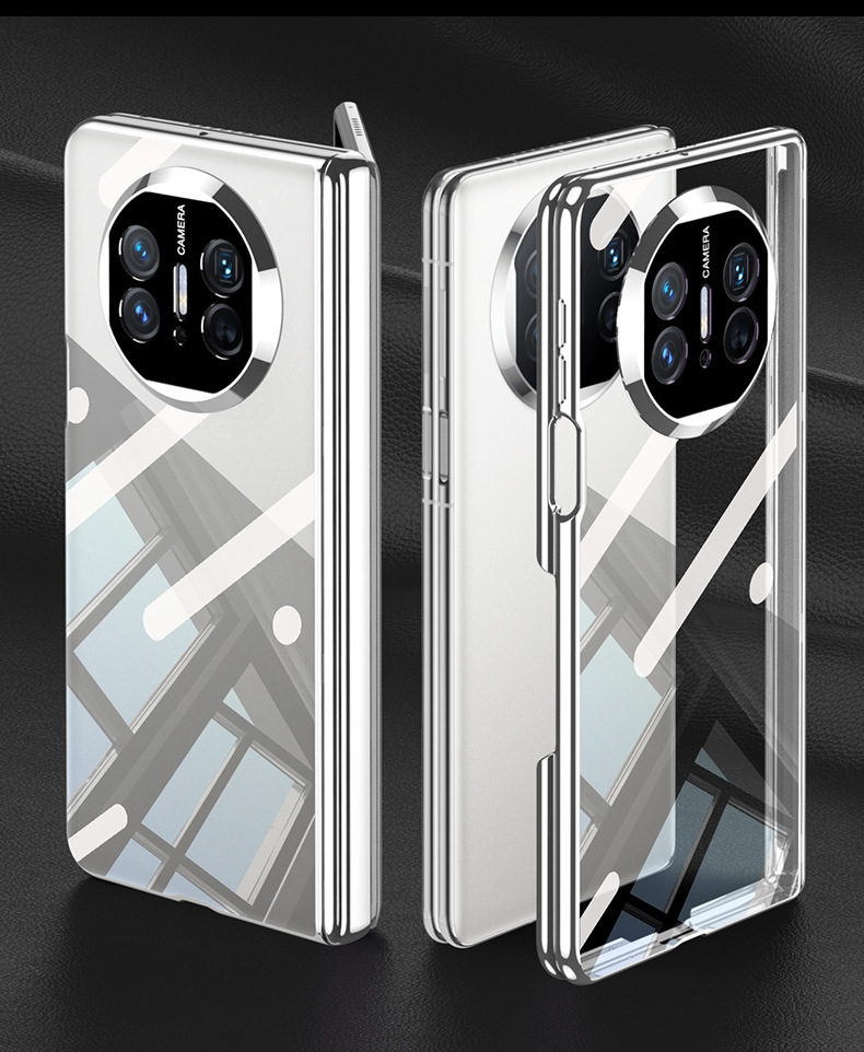 Compatible with Huawei Mate X6 phone case, X5 electroplated transparent TPU soft shell, magnetic hinge, X3 foldable screen protective case