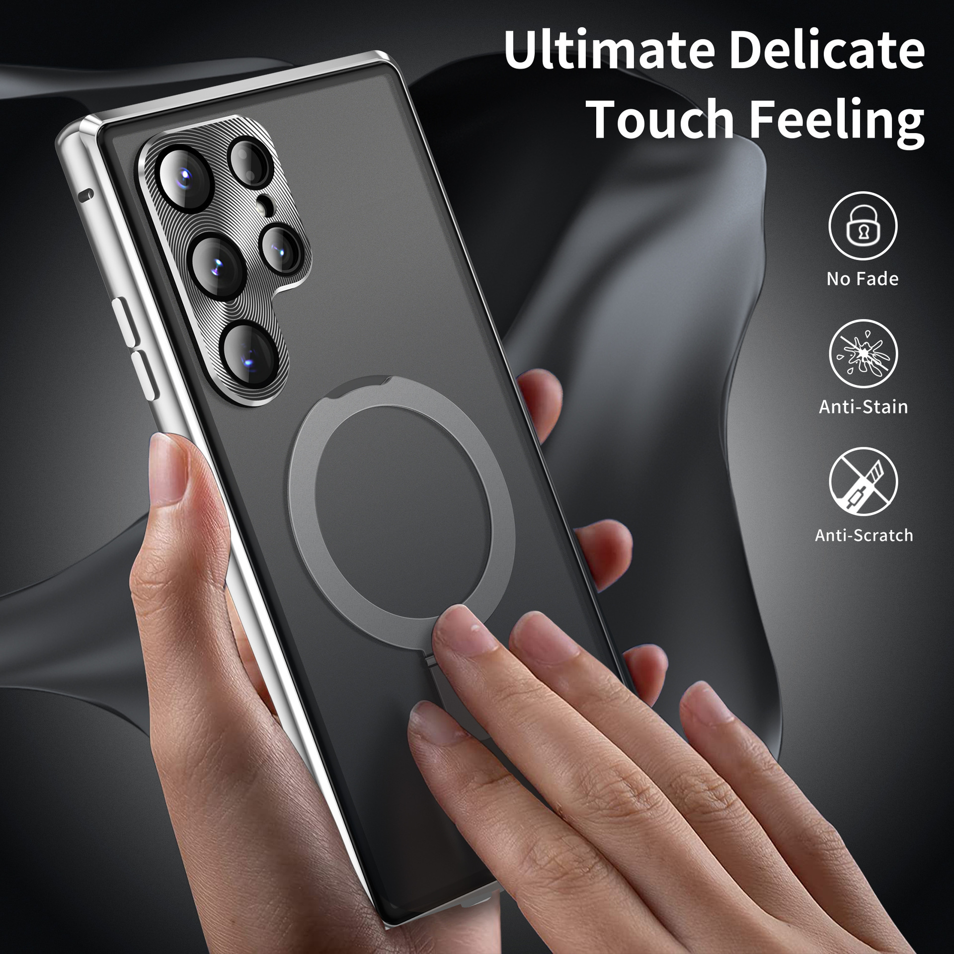 Compatible with Samsung S26 Ultra phone case, S25 Ultra metal magnetic holder, S24 Ultra full-coverage protective case