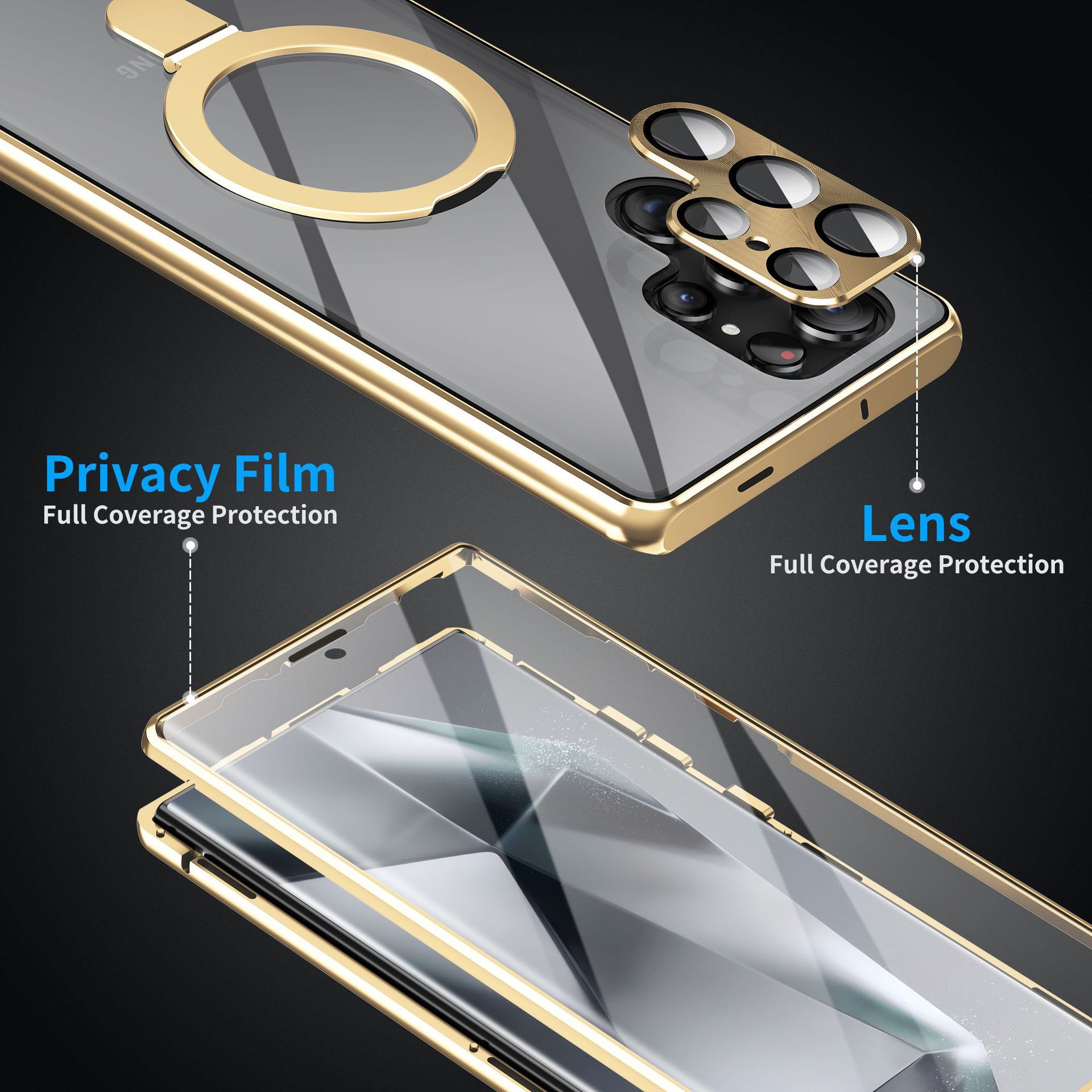 Compatible with Samsung S26 Ultra phone case, S25 Ultra metal magnetic holder, S24 Ultra full-coverage protective case