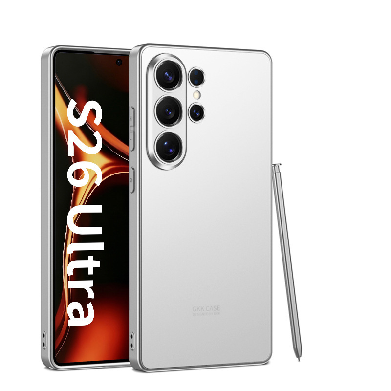 Compatible with Samsung S26 Ultra and S25 Ultra phone cases. Features include a soft-touch AG finish, fingerprint resistance, ultra-thin design, and full coverage for shock protection.
