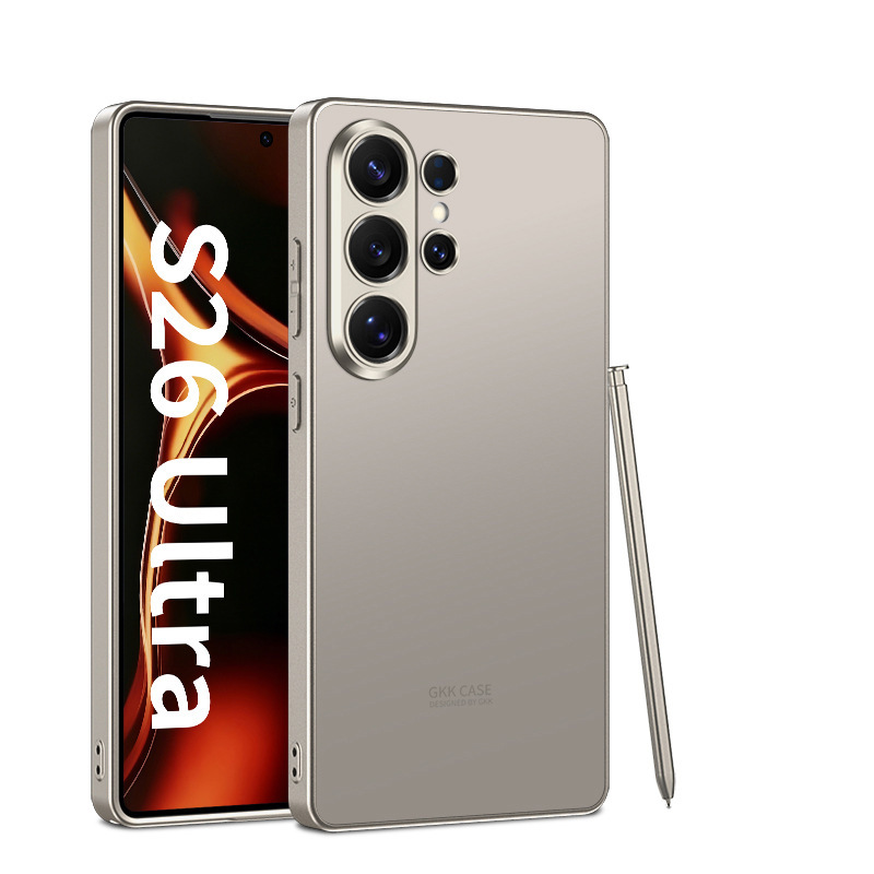 Compatible with Samsung S26 Ultra and S25 Ultra phone cases. Features include a soft-touch AG finish, fingerprint resistance, ultra-thin design, and full coverage for shock protection.