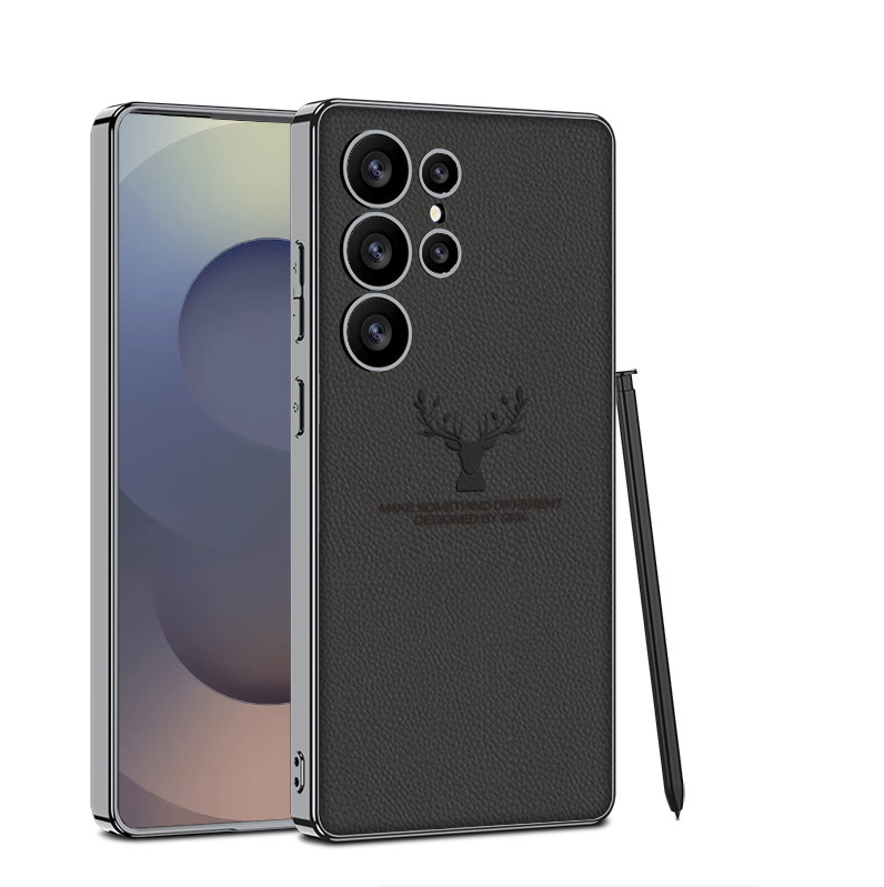 Compatible with Samsung S26 Ultra phone case S25/24U reindeer electroplated vegan leather new full-coverage drop-proof protective case