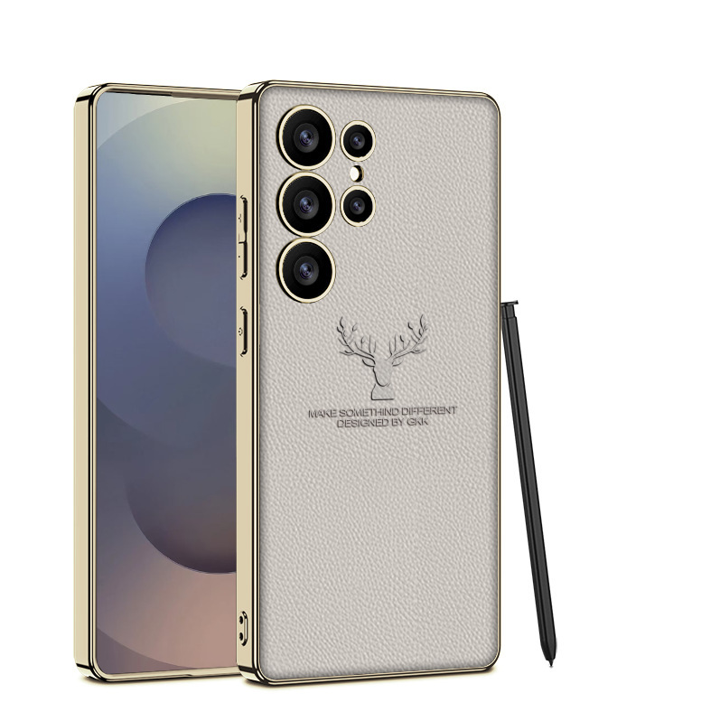 Compatible with Samsung S26 Ultra phone case S25/24U reindeer electroplated vegan leather new full-coverage drop-proof protective case