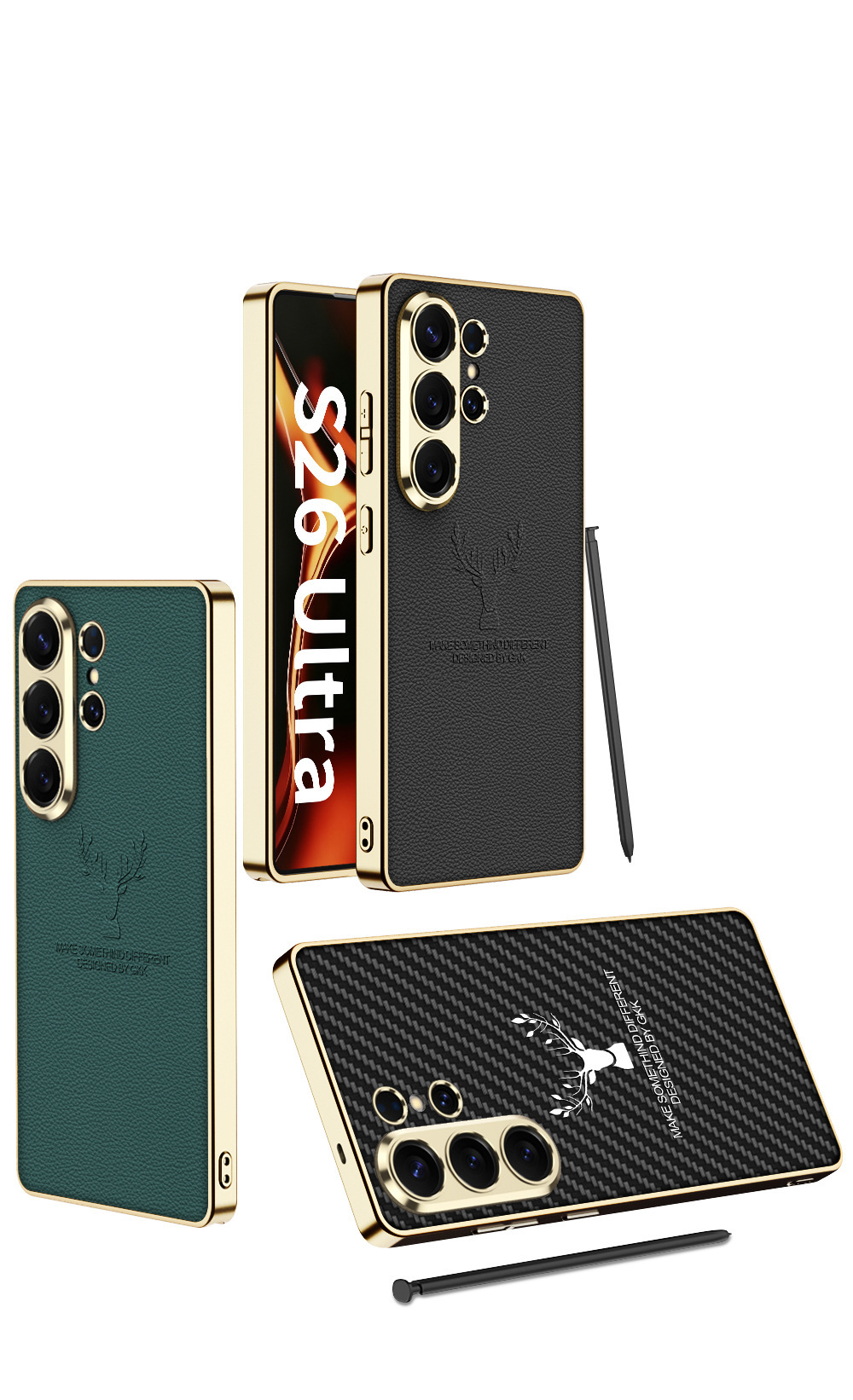 Compatible with Samsung S26 Ultra phone case S25/24U reindeer electroplated vegan leather new full-coverage drop-proof protective case