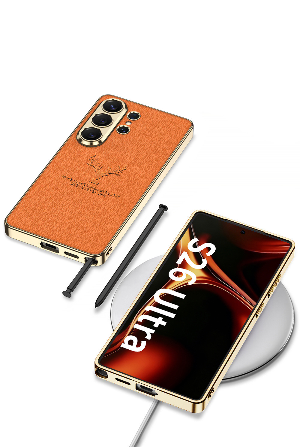Compatible with Samsung S26 Ultra phone case S25/24U reindeer electroplated vegan leather new full-coverage drop-proof protective case
