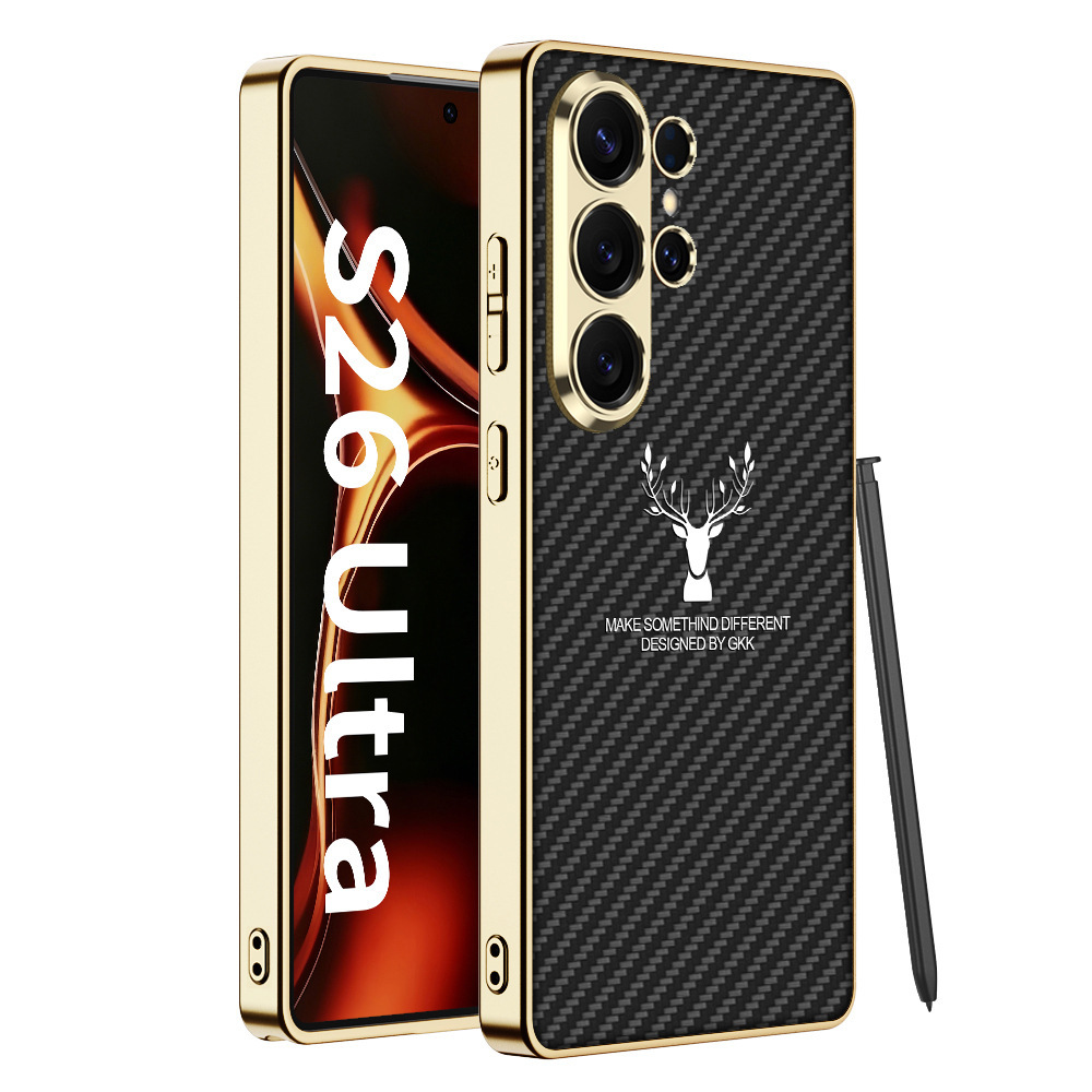 Compatible with Samsung S26 Ultra phone case S25/24U reindeer electroplated vegan leather new full-coverage drop-proof protective case