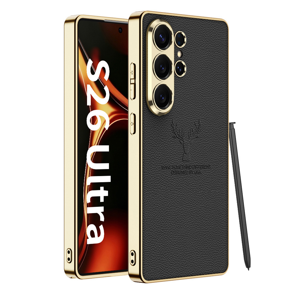 Compatible with Samsung S26 Ultra phone case S25/24U reindeer electroplated vegan leather new full-coverage drop-proof protective case