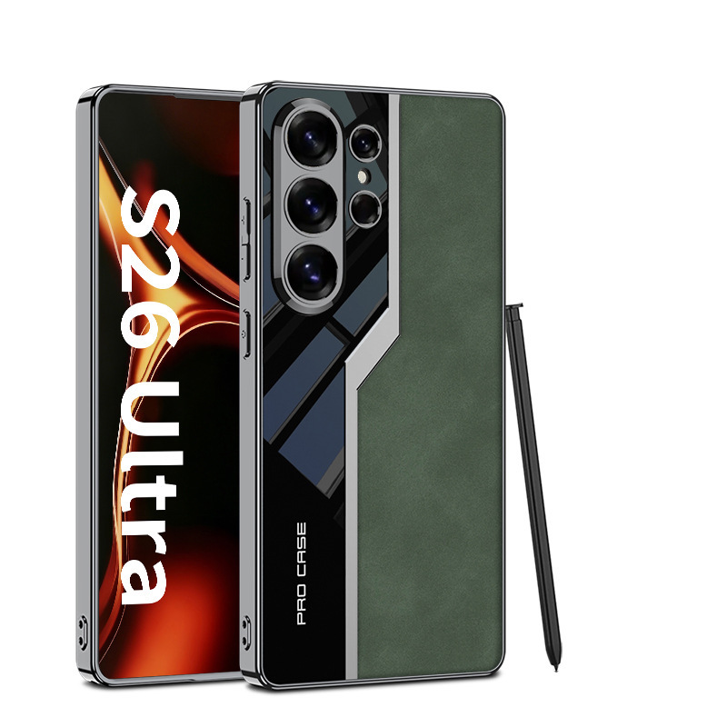 Samsung S26 Ultra phone case, S25U matte leather electroplated supercar full-coverage protective case, cross-border in stock.