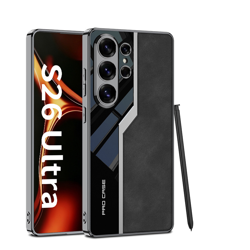 Samsung S26 Ultra phone case, S25U matte leather electroplated supercar full-coverage protective case, cross-border in stock.