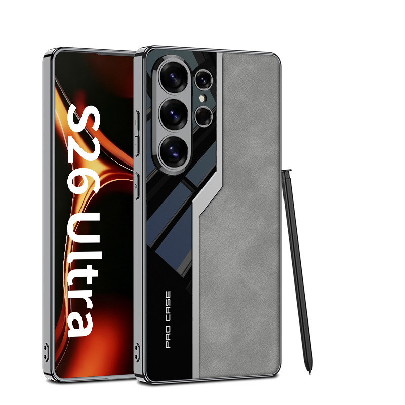 Samsung S26 Ultra phone case, S25U matte leather electroplated supercar full-coverage protective case, cross-border in stock.