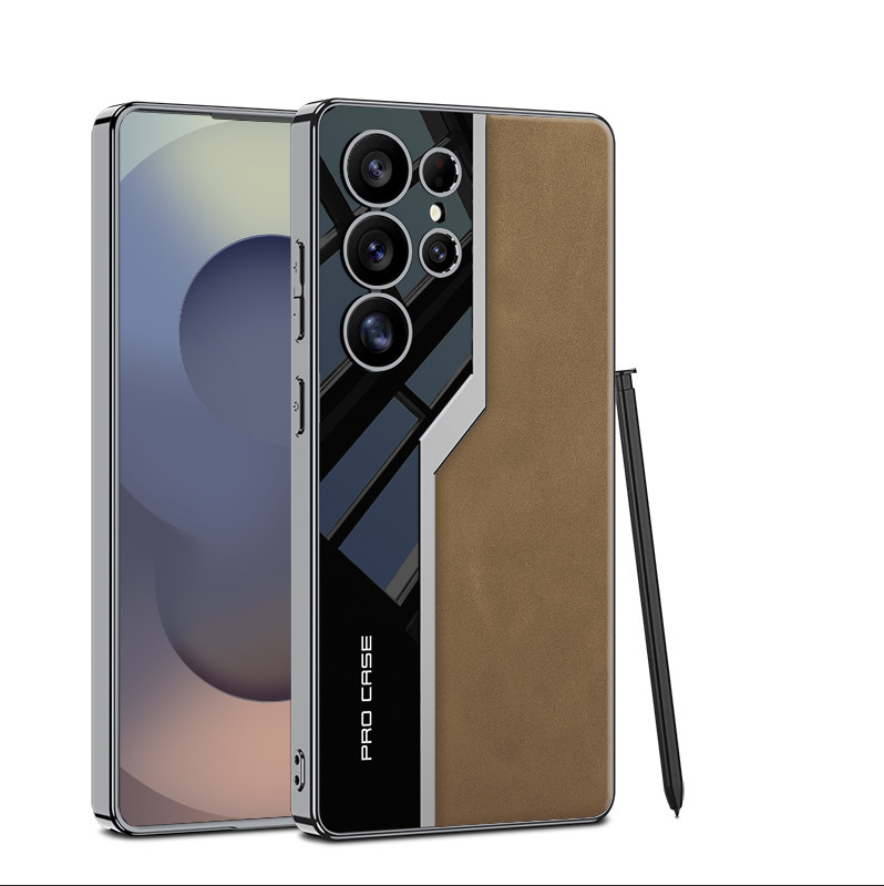 Samsung S26 Ultra phone case, S25U matte leather electroplated supercar full-coverage protective case, cross-border in stock.