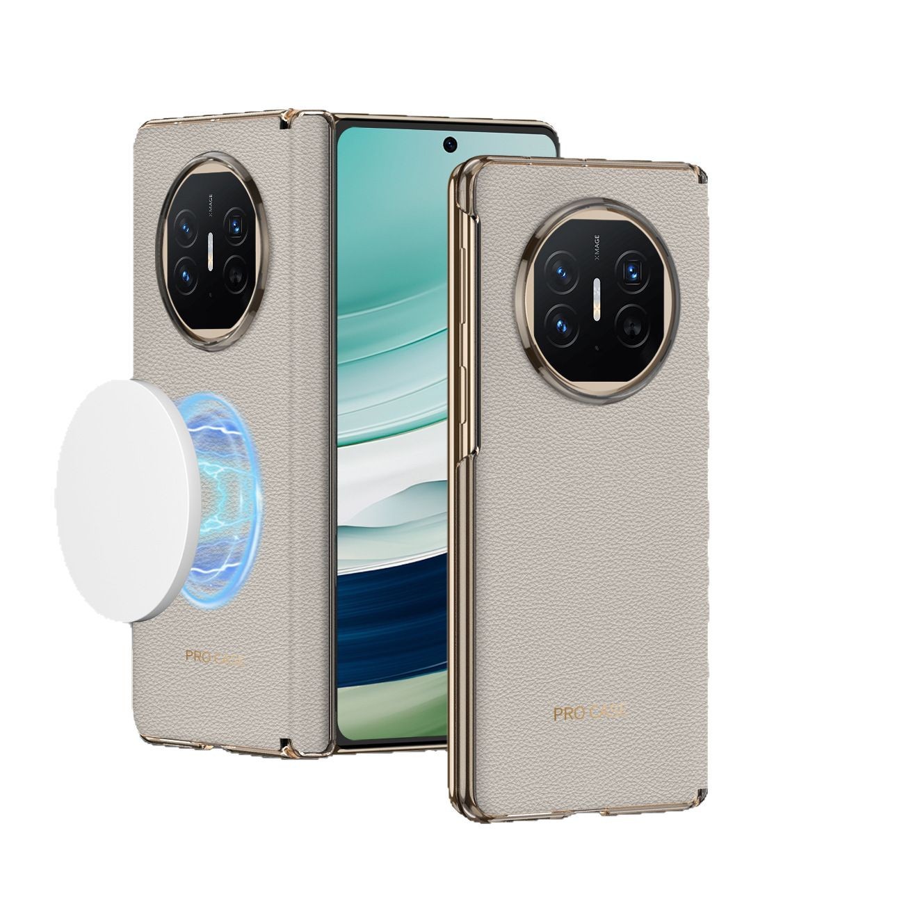 Compatible with Huawei Mate X7 phone case, X6 vegan leather, central axis magnetic hinge, built-in magnetic attachment, X5 foldable screen protective case.