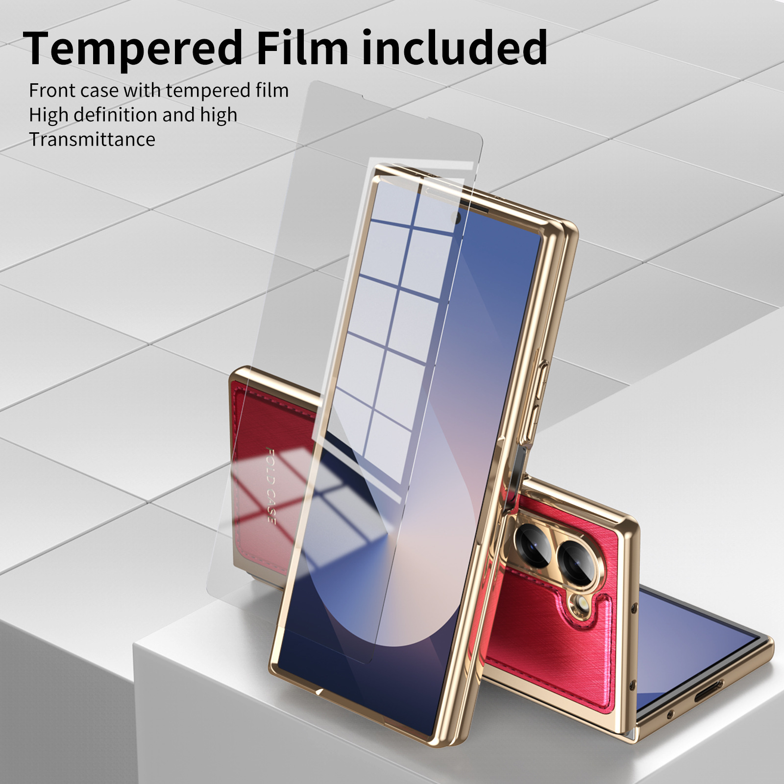 Compatible with Samsung Z Fold7/6/5 phone case, electroplated leather, Fold4/3 case, integrated screen protector, shockproof protective case