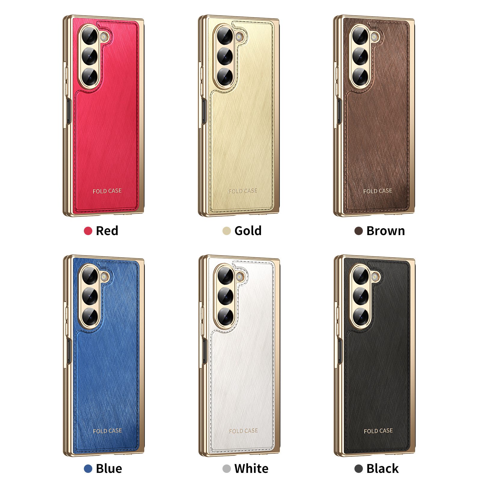 Compatible with Samsung Z Fold7/6/5 phone case, electroplated leather, Fold4/3 case, integrated screen protector, shockproof protective case