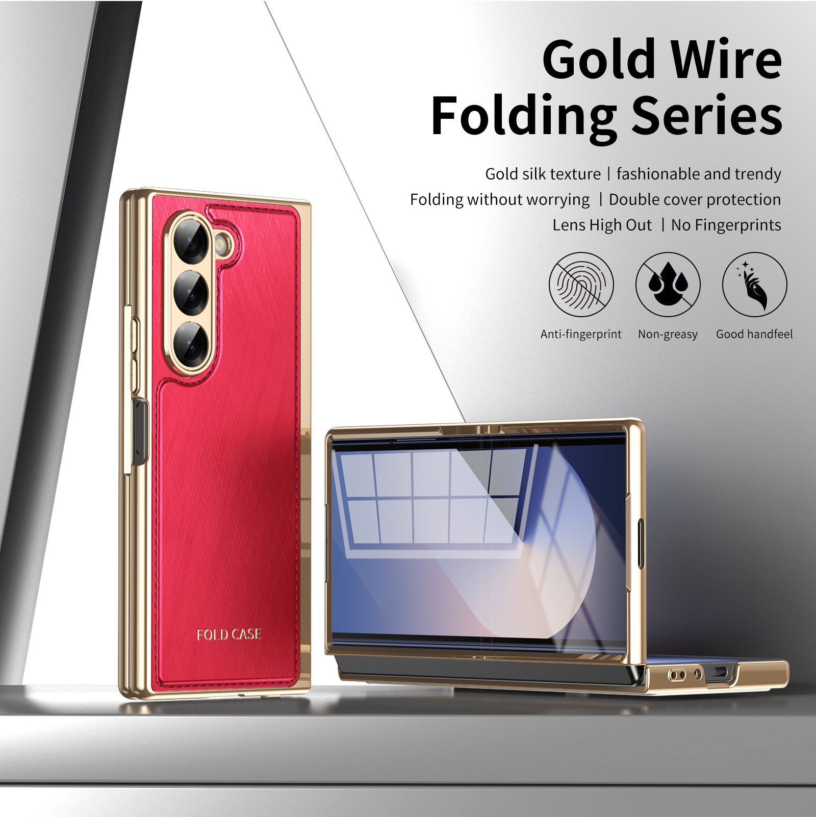Compatible with Samsung Z Fold7/6/5 phone case, electroplated leather, Fold4/3 case, integrated screen protector, shockproof protective case