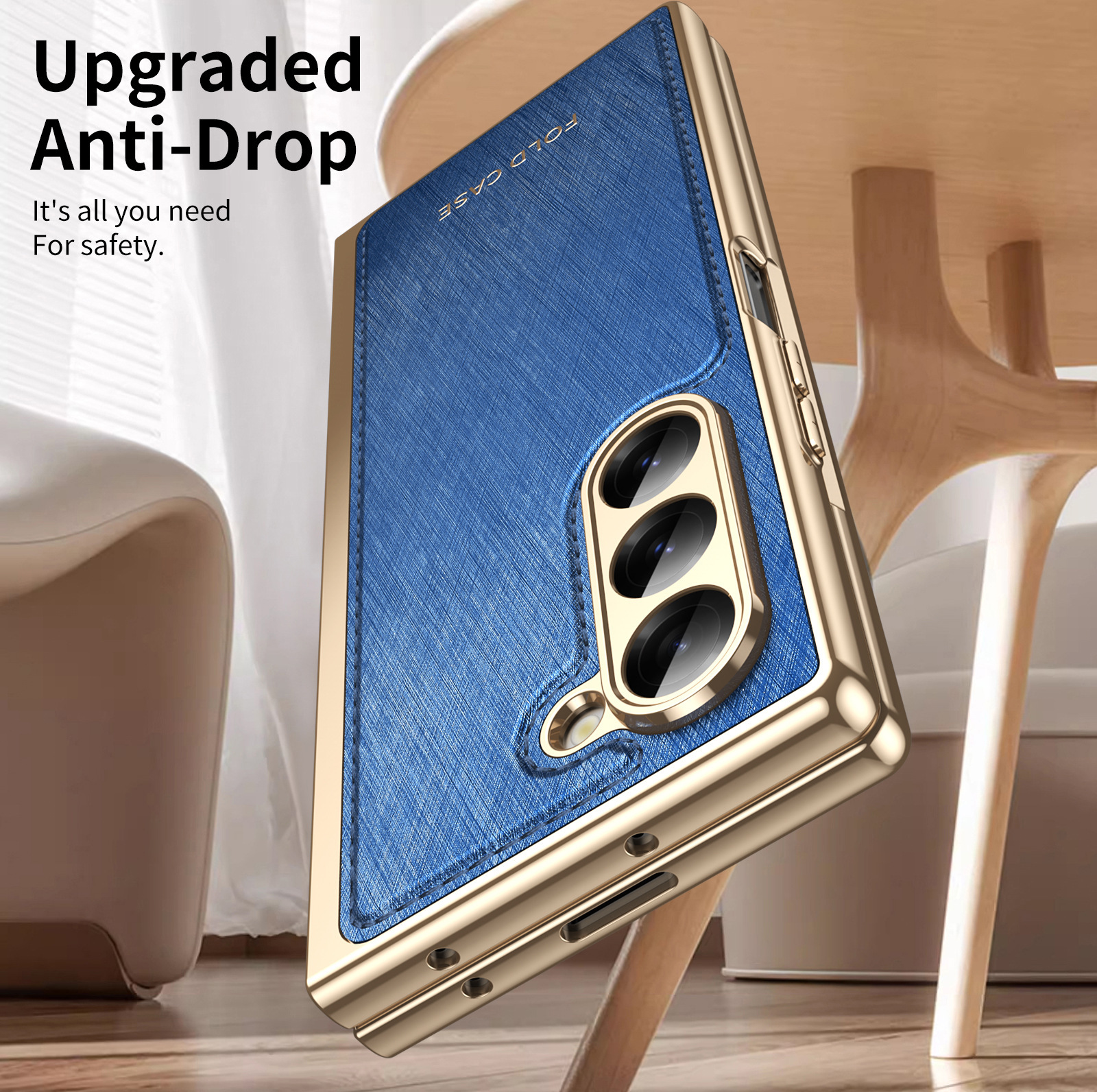 Compatible with Samsung Z Fold7/6/5 phone case, electroplated leather, Fold4/3 case, integrated screen protector, shockproof protective case