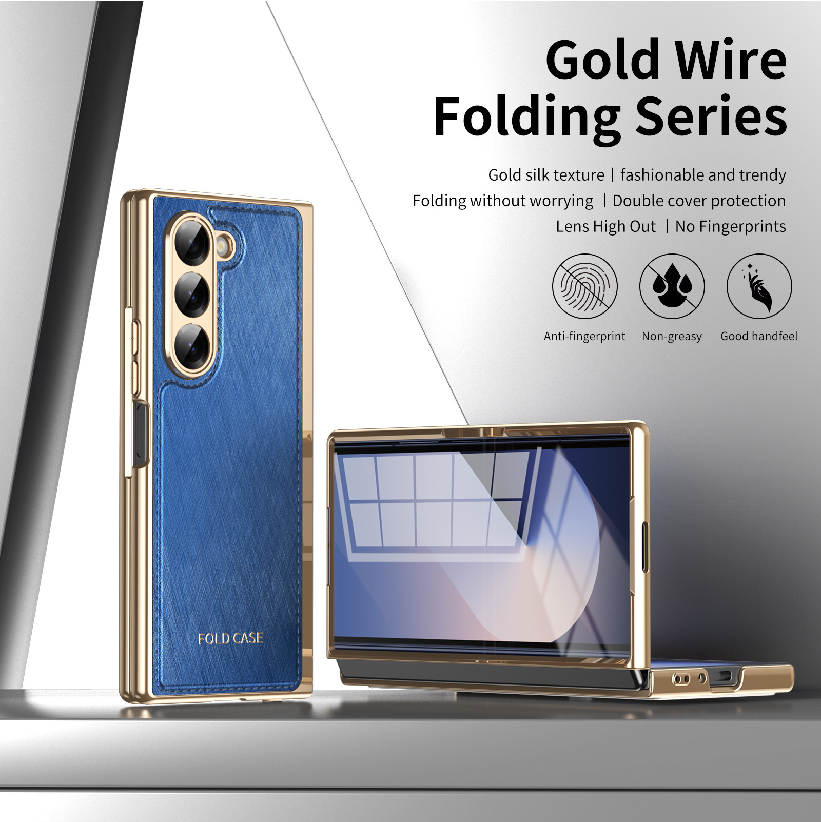 Compatible with Samsung Z Fold7/6/5 phone case, electroplated leather, Fold4/3 case, integrated screen protector, shockproof protective case