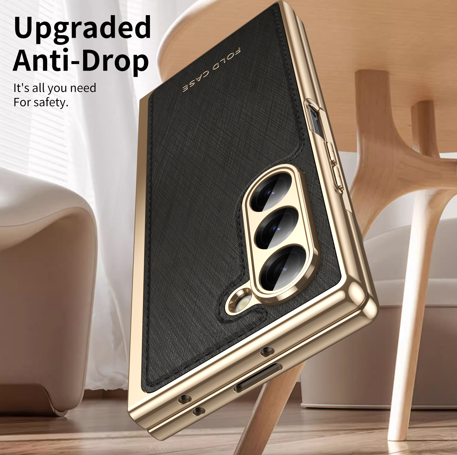Compatible with Samsung Z Fold7/6/5 phone case, electroplated leather, Fold4/3 case, integrated screen protector, shockproof protective case