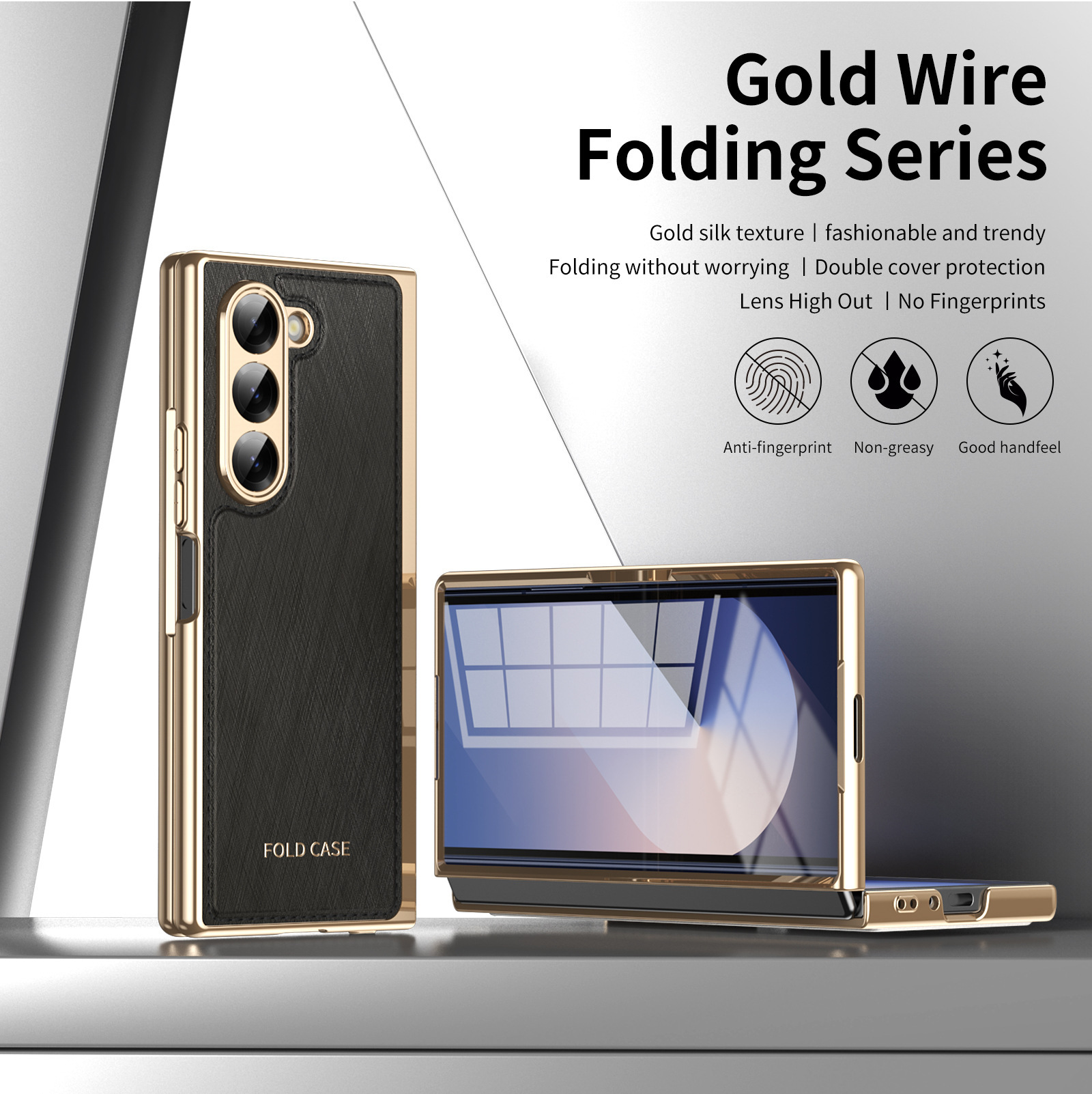 Compatible with Samsung Z Fold7/6/5 phone case, electroplated leather, Fold4/3 case, integrated screen protector, shockproof protective case