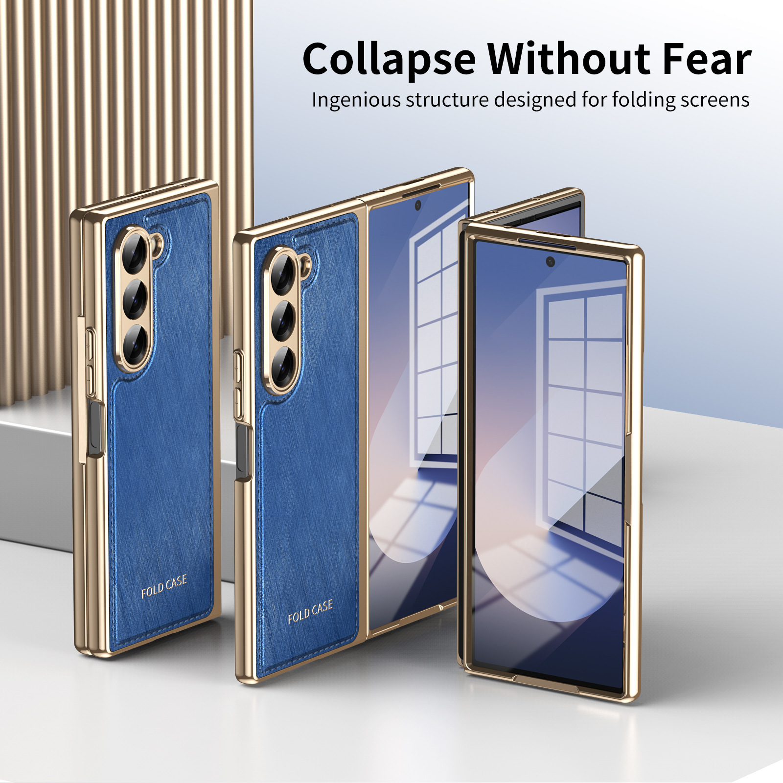Compatible with Samsung Z Fold7/6/5 phone case, electroplated leather, Fold4/3 case, integrated screen protector, shockproof protective case