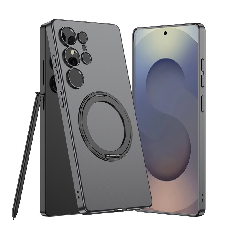 Compatible with Samsung S25 Ultra phone case, ultra-thin MagSafe magnetic 360° rotating stand, full-coverage drop-proof hard case