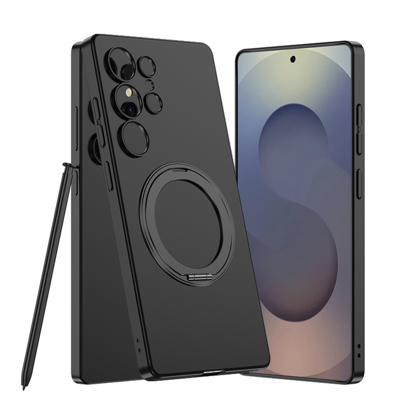 Compatible with Samsung S25 Ultra phone case, ultra-thin MagSafe magnetic 360° rotating stand, full-coverage drop-proof hard case