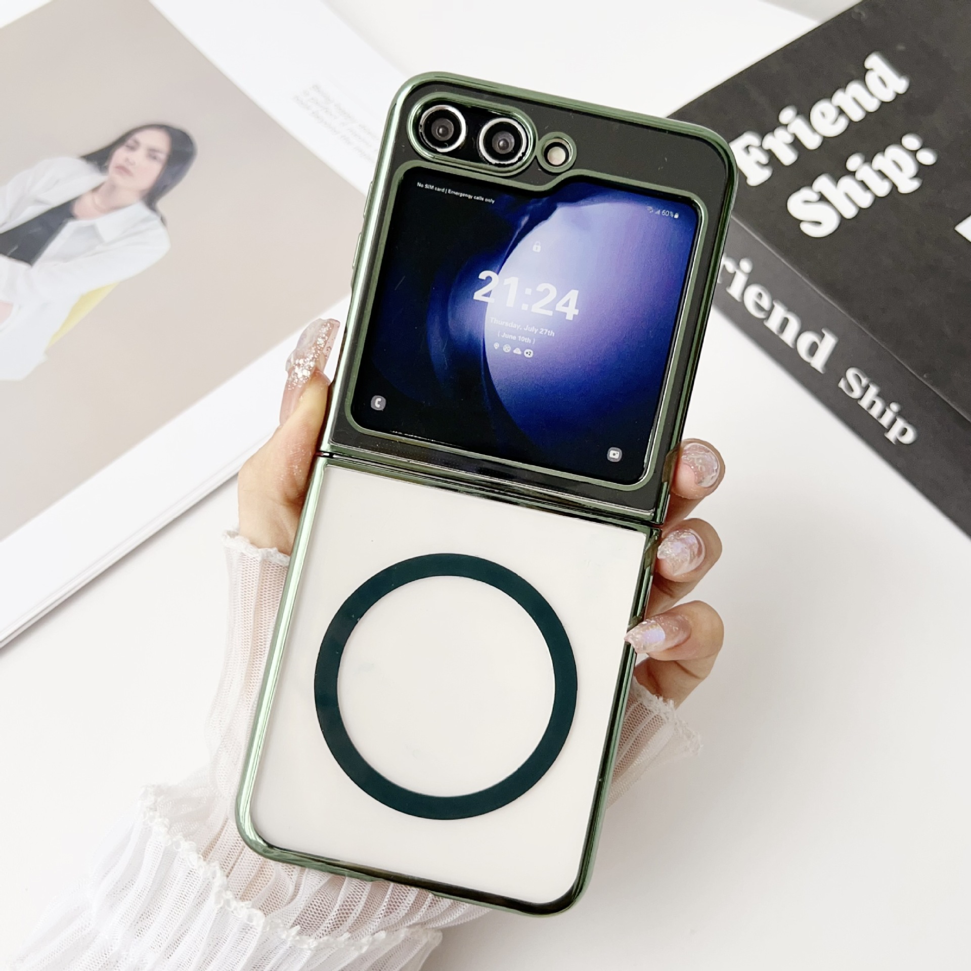 Compatible with Samsung Z Fold 8/7 phone case 6/5 wireless charging magnetic 4/3 transparent electroplated Flip 8/7 protective case