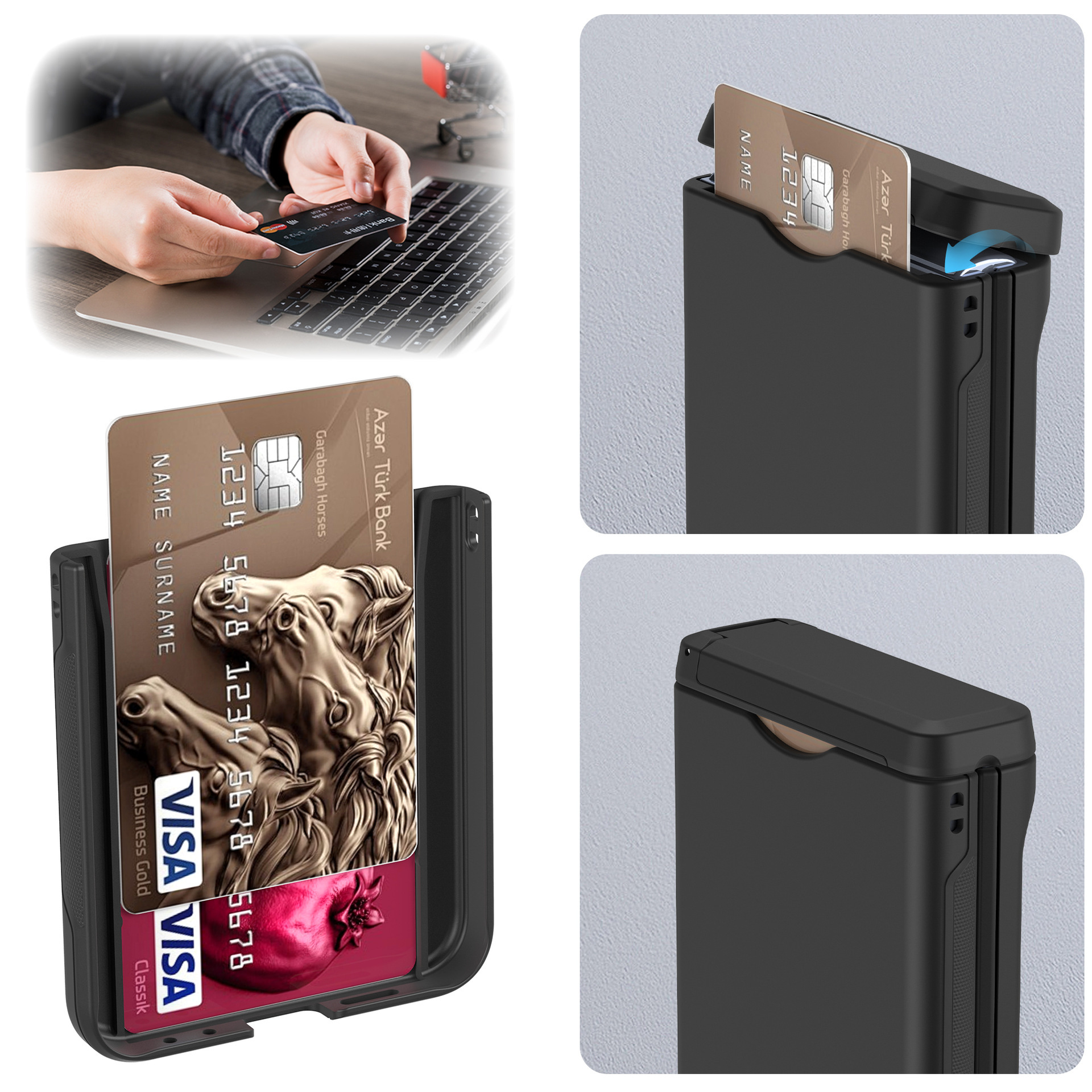 Compatible with Samsung Z Flip 6/5 phone case, Flip 7 card slot holder, spring hinge, fully transparent drop-proof protective case