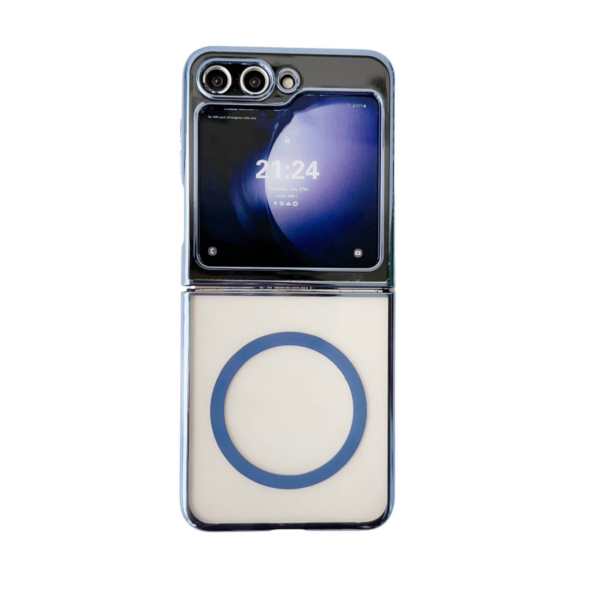 Compatible with Samsung Z Flip 8/7 phone case, electroplated transparent 6/5mm magnetic wireless charging 4/3mm drop-proof protective case