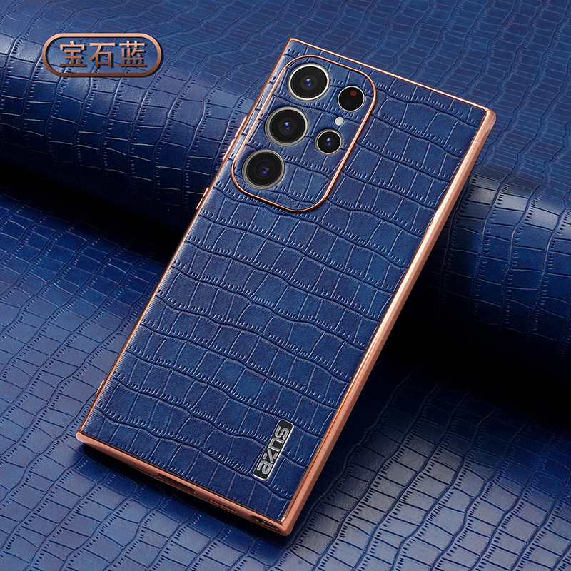 Compatible with Samsung S26 Ultra phone case, S25 Plus electroplated vegan leather case, A37 crocodile pattern case, S24U full-coverage protective case.