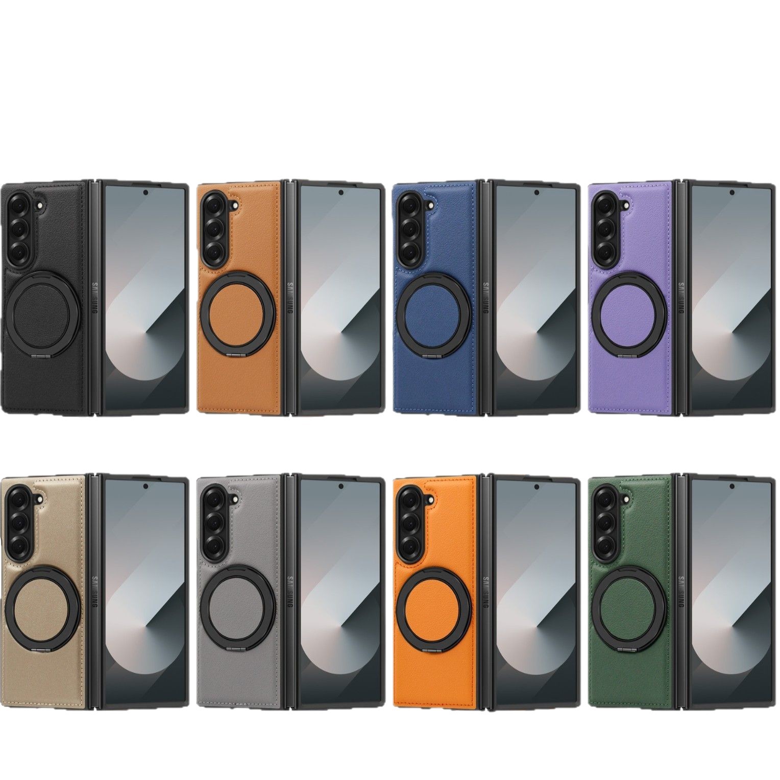 Compatible with Samsung Z Fold8/7 phone case, 6/5mm strong magnetic 360° rotating stand, 4/3mm folding screen, drop-proof leather case.