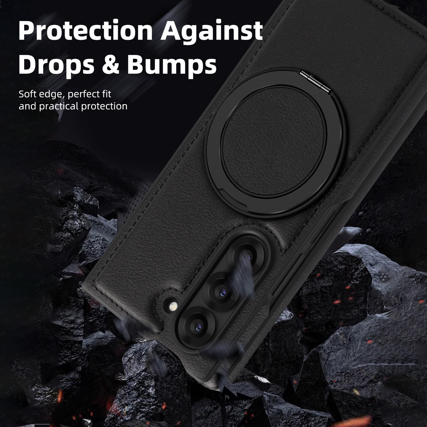 Compatible with Samsung Z Fold8/7 phone case, 6/5mm strong magnetic 360° rotating stand, 4/3mm folding screen, drop-proof leather case.