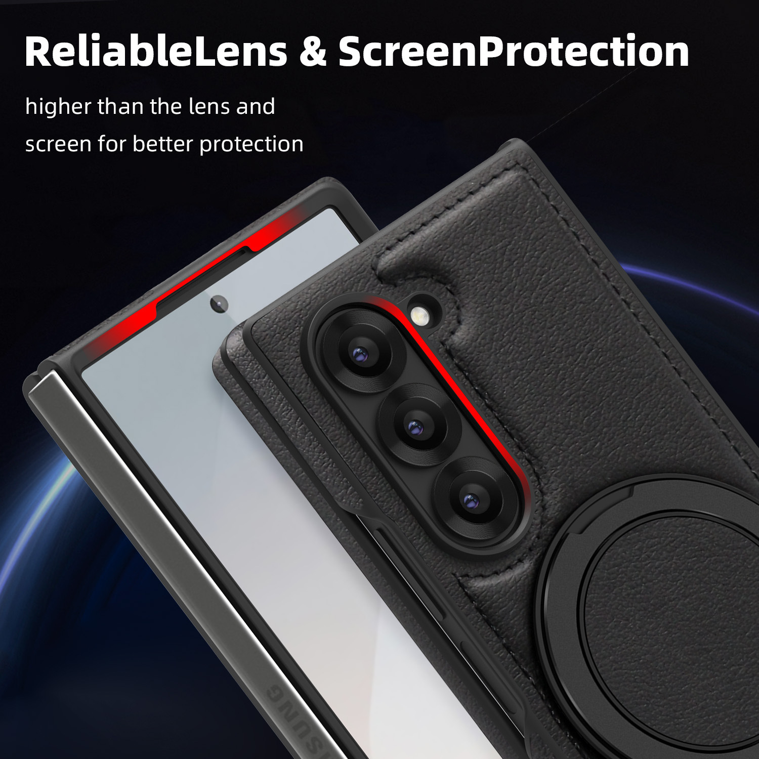 Compatible with Samsung Z Fold8/7 phone case, 6/5mm strong magnetic 360° rotating stand, 4/3mm folding screen, drop-proof leather case.