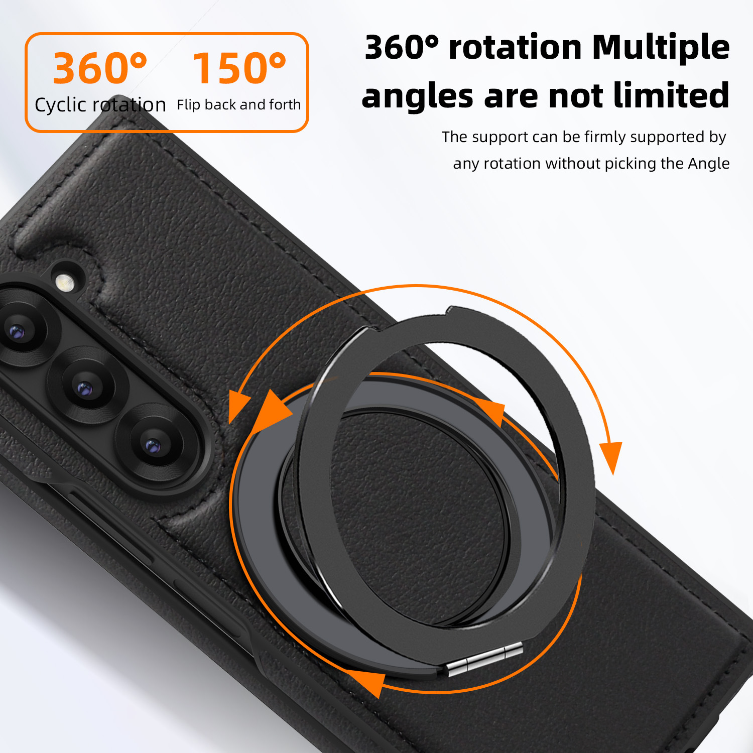 Compatible with Samsung Z Fold8/7 phone case, 6/5mm strong magnetic 360° rotating stand, 4/3mm folding screen, drop-proof leather case.