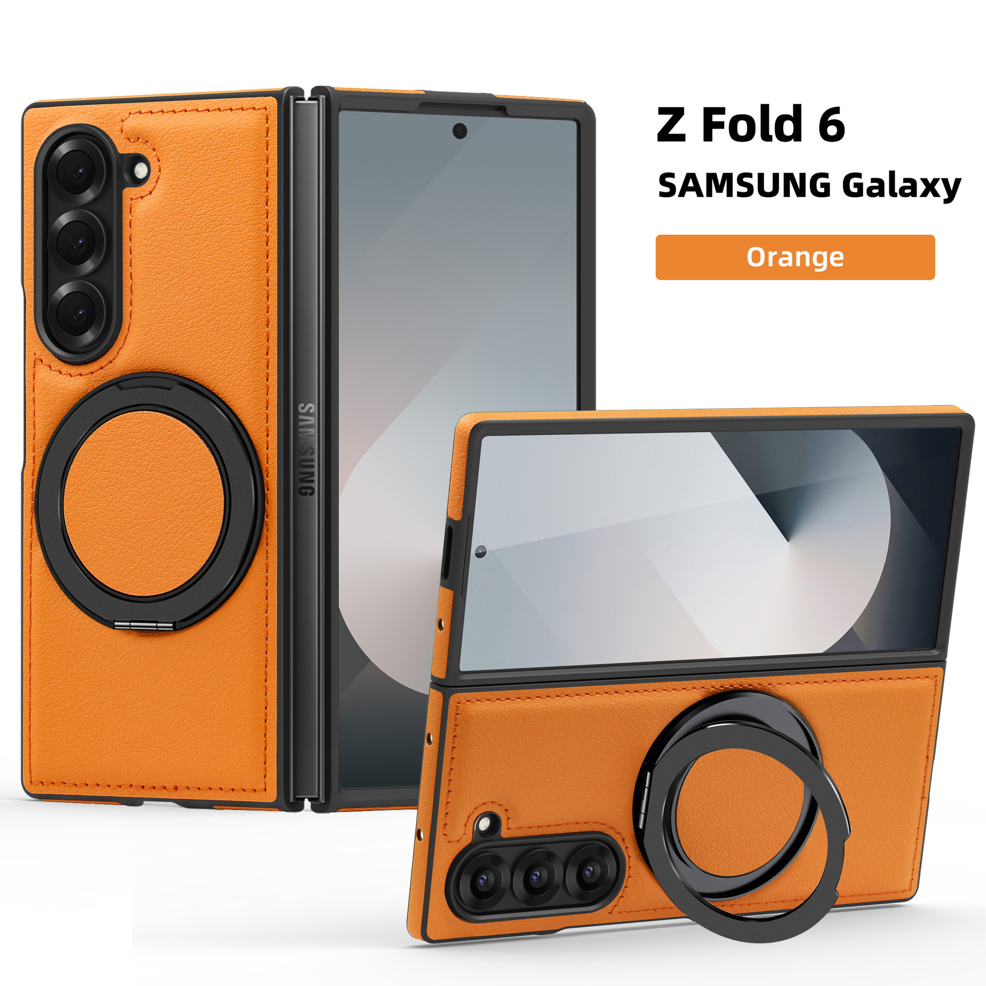 Compatible with Samsung Z Fold8/7 phone case, 6/5mm strong magnetic 360° rotating stand, 4/3mm folding screen, drop-proof leather case.