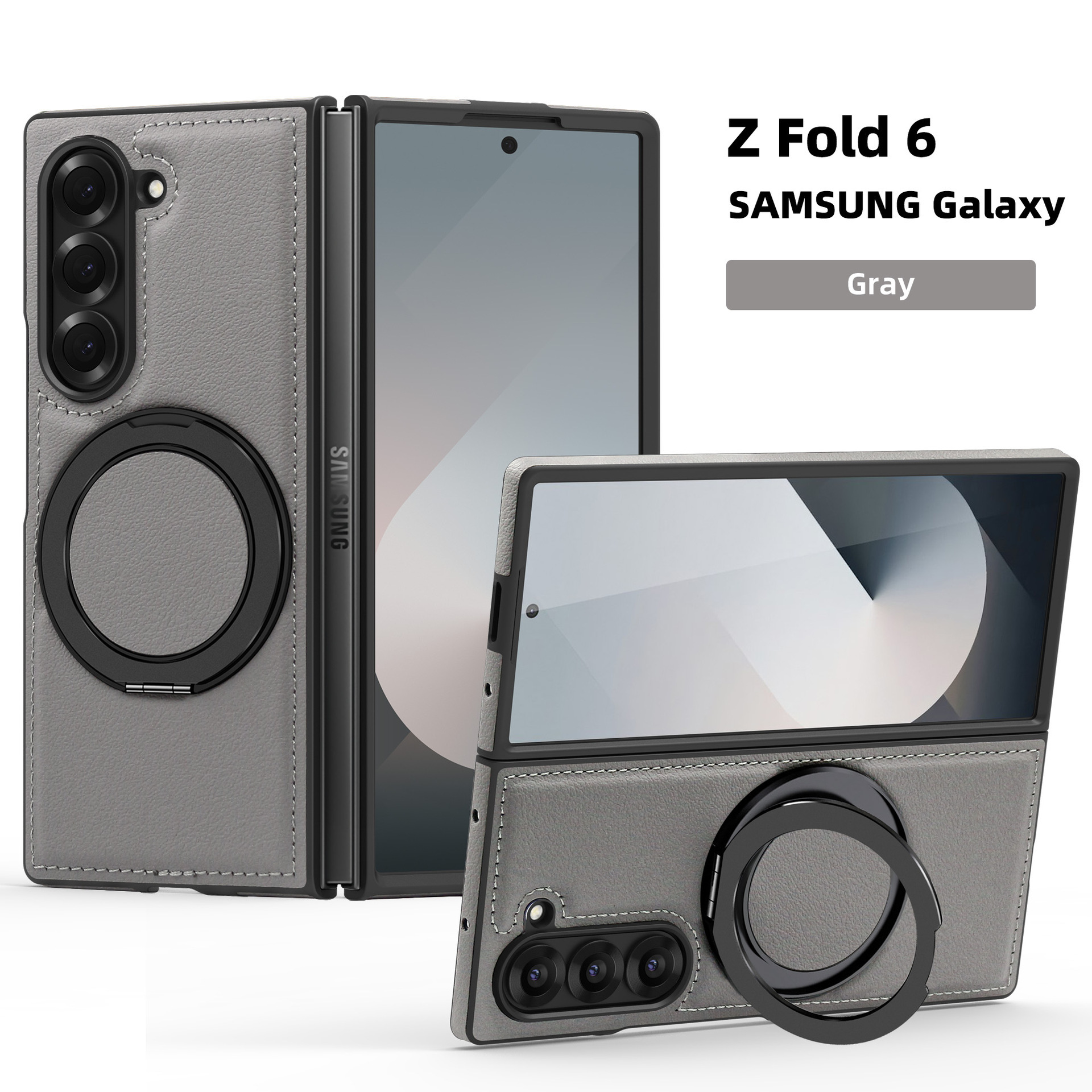 Compatible with Samsung Z Fold8/7 phone case, 6/5mm strong magnetic 360° rotating stand, 4/3mm folding screen, drop-proof leather case.