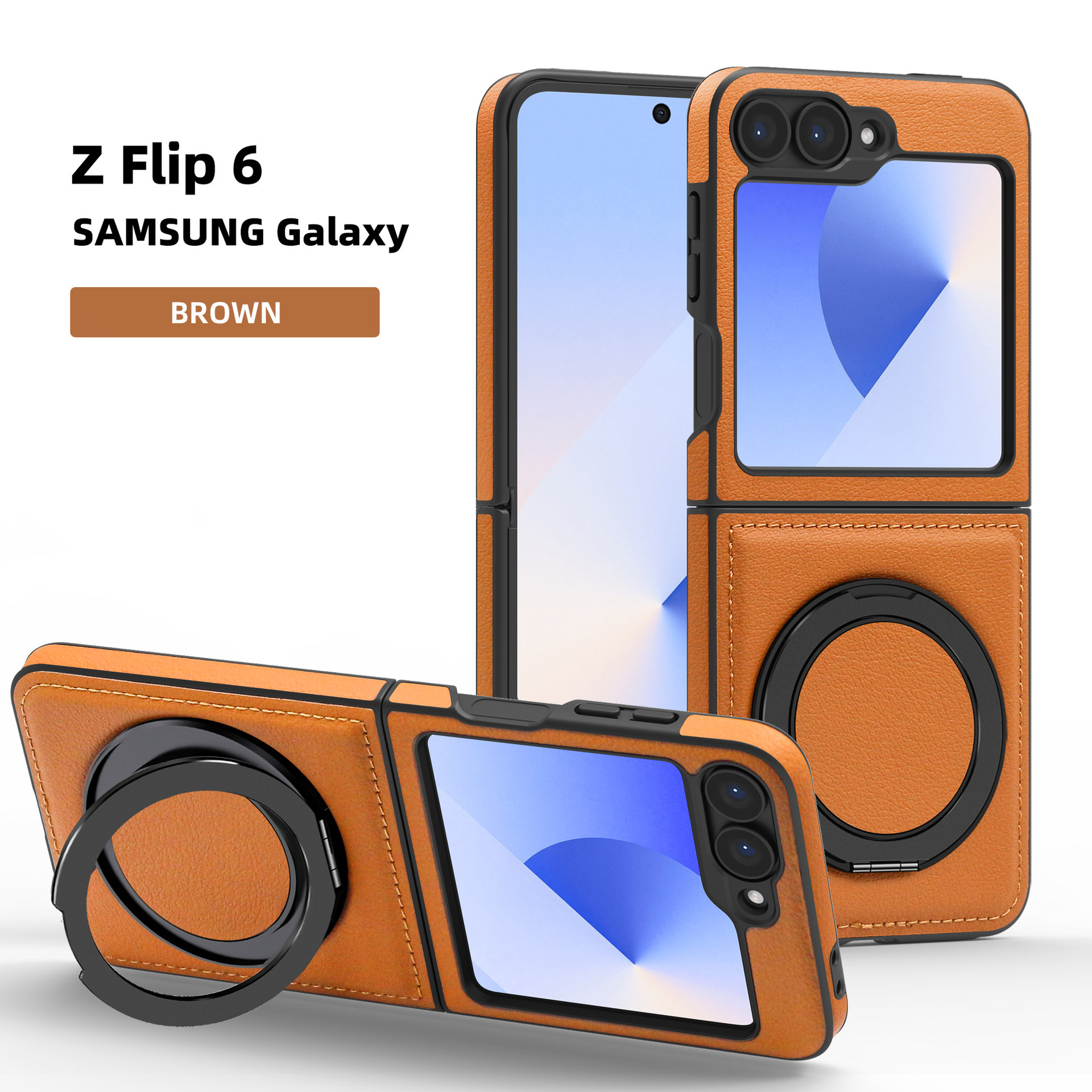 Compatible with Samsung Z Fold8/7 phone case, 6/5mm strong magnetic 360° rotating stand, 4/3mm folding screen, drop-proof leather case.