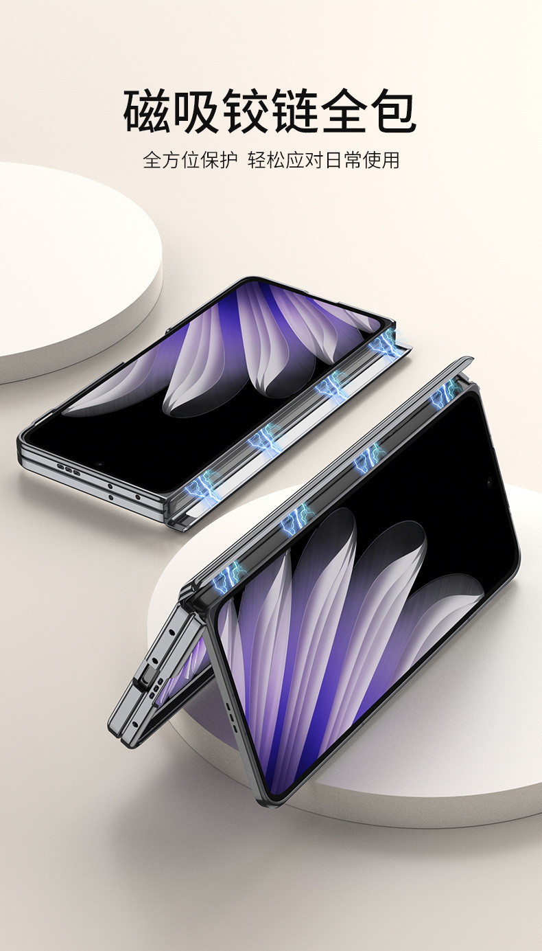 Compatible with OPPO Find N5 phone case, transparent TPU magnetic hinge back cover, precision-perforated folding screen protective case
