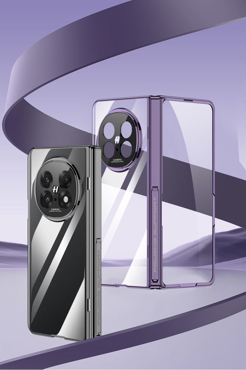 Compatible with OPPO Find N5 phone case, transparent electroplated magnetic hinge stand, privacy case, full-coverage protective case.