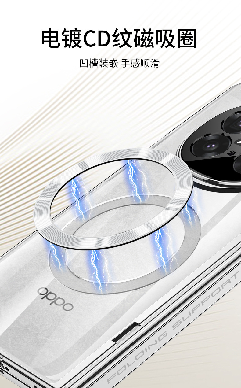 Compatible with OPPO Find N5 phone case, transparent electroplated magnetic hinge stand, privacy case, full-coverage protective case.