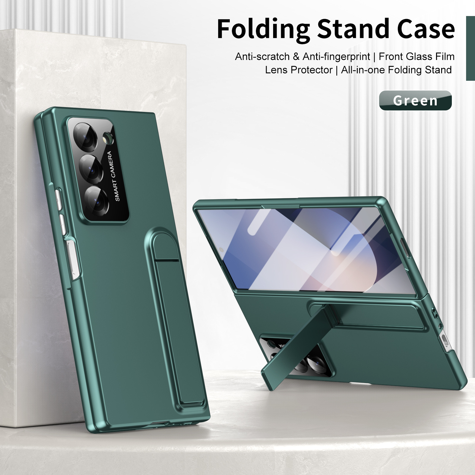 Compatible with Samsung Z Fold7/6/5 phone case, 4/3 case, screen protector, stand, anti-fingerprint folding screen protector