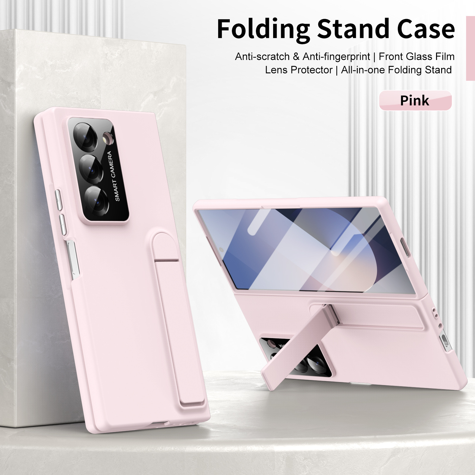 Compatible with Samsung Z Fold7/6/5 phone case, 4/3 case, screen protector, stand, anti-fingerprint folding screen protector
