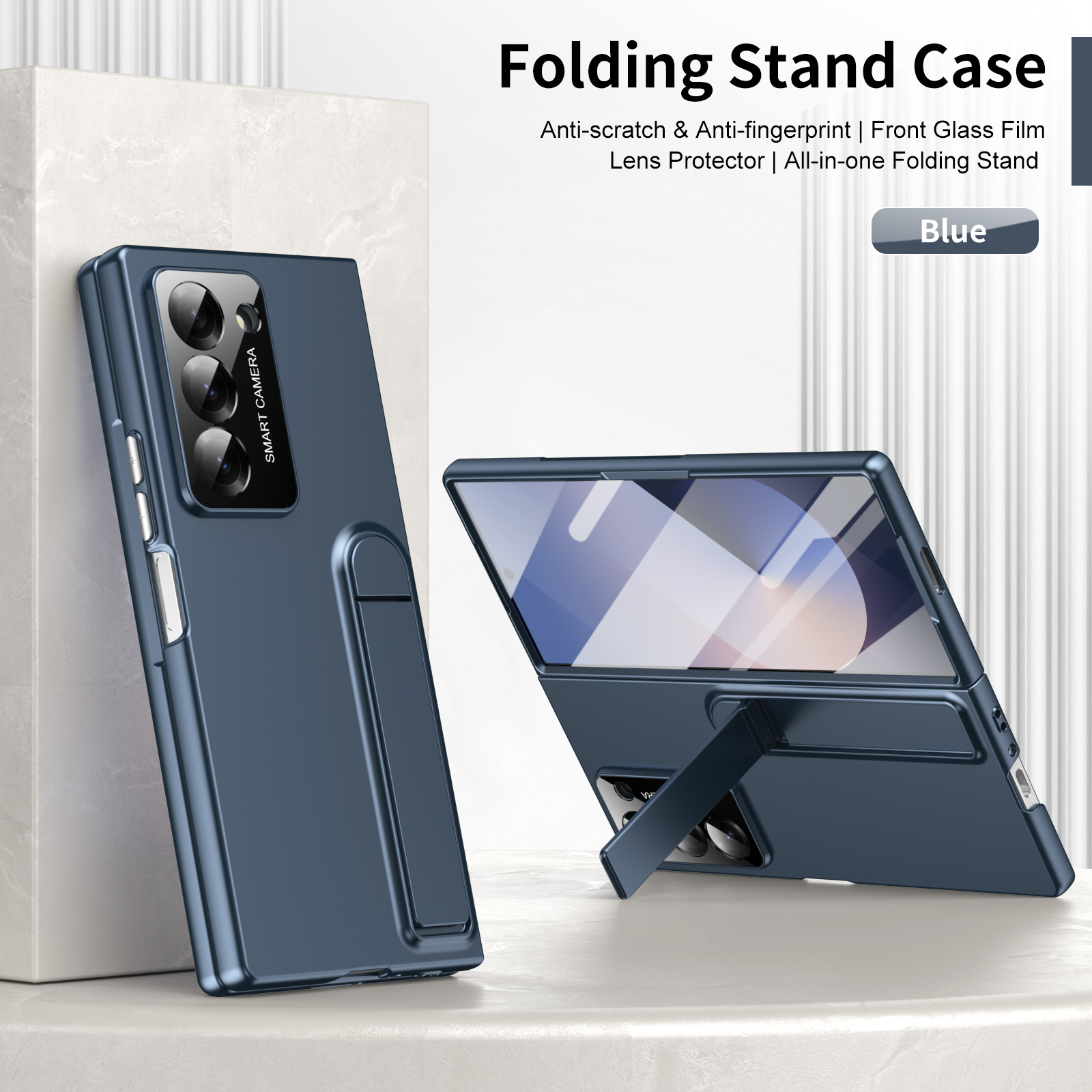 Compatible with Samsung Z Fold7/6/5 phone case, 4/3 case, screen protector, stand, anti-fingerprint folding screen protector